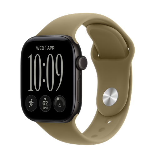 Apple Watch Series 12 GPS, 42mm Black Aluminium Case with Olive Sport Band