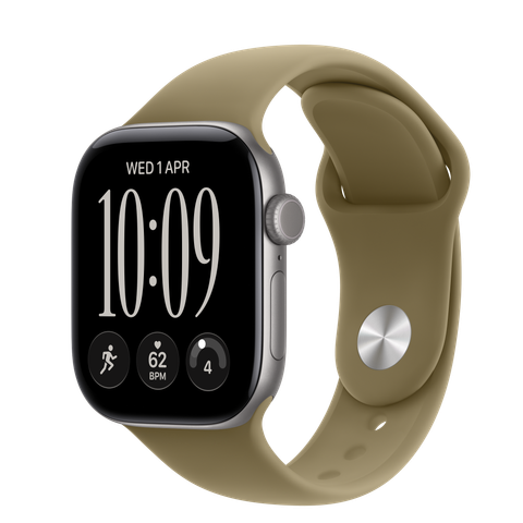 Apple Watch Series 12 GPS + Cellular, 42mm Space Grey Aluminium Case with Olive Sport Band