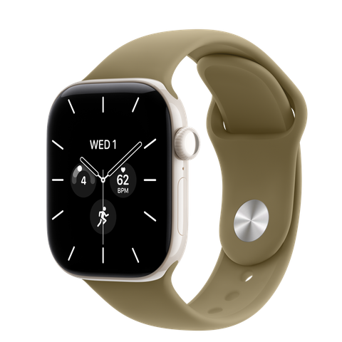 Apple Watch Series 12 GPS + Cellular, 42mm Pearl White Ceramic Case with Olive Sport Band