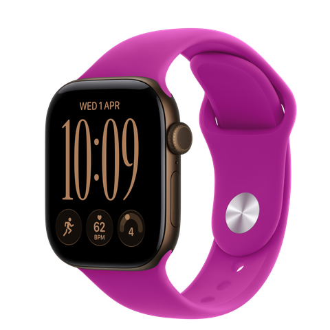Apple Watch Series 12 GPS, 42mm Dark Bronze Aluminium Case with Magenta Sport Band