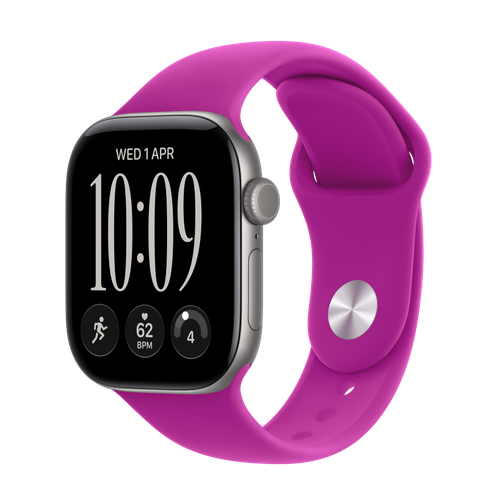 Apple Watch Series 12 GPS + Cellular, 42mm Space Grey Aluminium Case with Magenta Sport Band