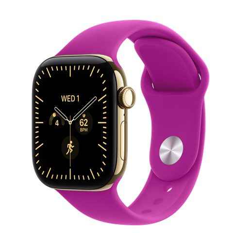 Apple Watch Series 12 GPS + Cellular, 42mm Radiant Gold Titanium Case with Magenta Sport Band