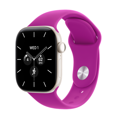 Apple Watch Series 12 GPS + Cellular, 42mm Pearl White Ceramic Case with Magenta Sport Band