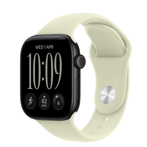 Apple Watch Series 12 GPS, 42mm Black Aluminium Case with Pale Succulent Sport Band