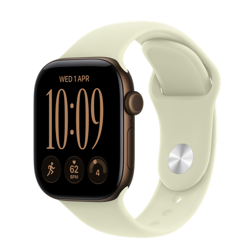 Apple Watch Series 12 GPS, 42mm Dark Bronze Aluminium Case with Pale Succulent Sport Band