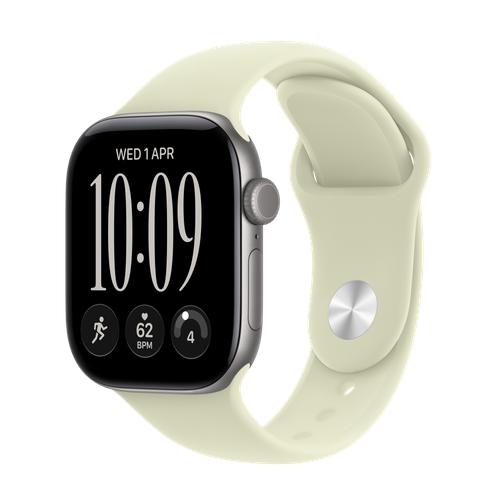 Apple Watch Series 12 GPS + Cellular, 42mm Space Grey Aluminium Case with Pale Succulent Sport Band