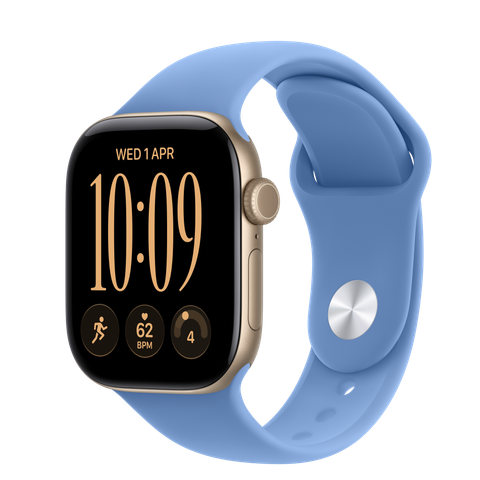 Apple Watch Series 12 GPS, 42mm Light Gold Aluminium Case with Wildflower Blue Sport Band
