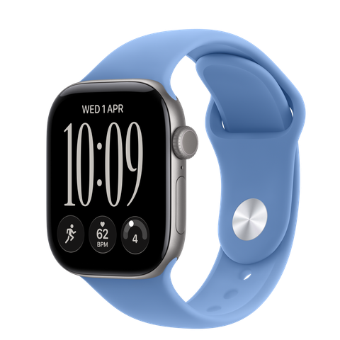 Apple Watch Series 12 GPS, 42mm Space Grey Aluminium Case with Wildflower Blue Sport Band