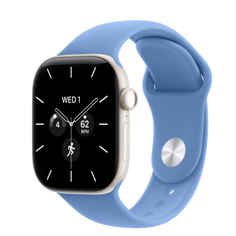 Apple Watch Series 12 GPS + Cellular, 42mm Pearl White Ceramic Case with Wildflower Blue Sport Band