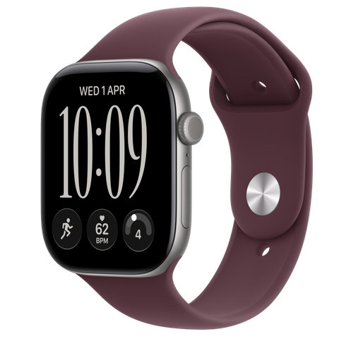 Apple Watch Series 12 GPS, 46mm Space Grey Aluminium Case with Burgundy Sport Band