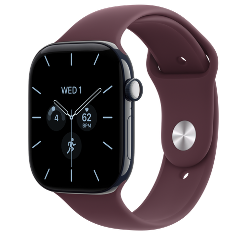 Apple Watch Series 12 GPS + Cellular, 46mm Night Blue Ceramic Case with Burgundy Sport Band