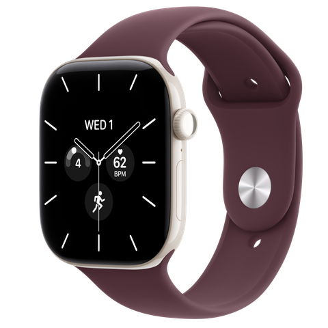 Apple Watch Series 12 GPS + Cellular, 46mm Pearl White Ceramic Case with Burgundy Sport Band