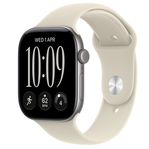 Apple Watch Series 12 GPS, 46mm Space Grey Aluminium Case with Sand Sport Band
