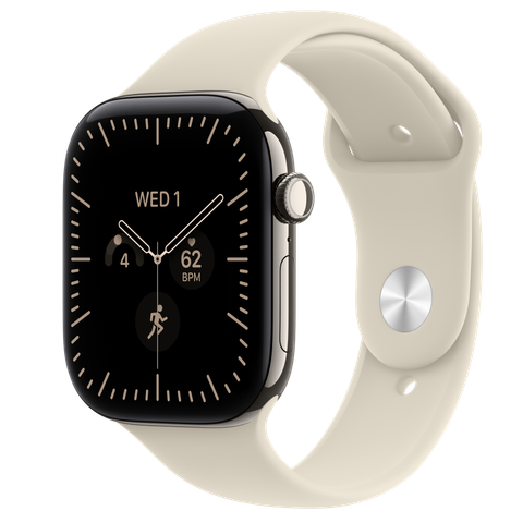 Apple Watch Series 12 GPS + Cellular, 46mm Natural Titanium Case with Sand Sport Band