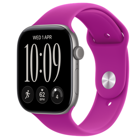 Apple Watch Series 12 GPS, 46mm Space Grey Aluminium Case with Magenta Sport Band