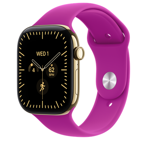 Apple Watch Series 12 GPS + Cellular, 46mm Radiant Gold Titanium Case with Magenta Sport Band