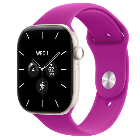 Apple Watch Series 12 GPS + Cellular, 46mm Pearl White Ceramic Case with Magenta Sport Band