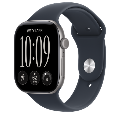 Apple Watch Series 12 GPS + Cellular, 46mm Space Grey Aluminium Case with Navy Blue Sport Band