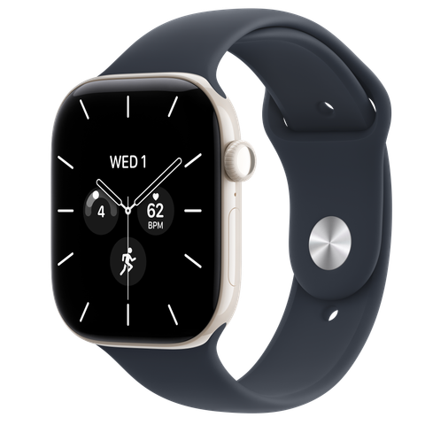 Apple Watch Series 12 GPS + Cellular, 46mm Pearl White Ceramic Case with Navy Blue Sport Band