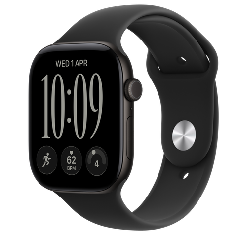 Apple Watch Series 12 GPS + Cellular, 46mm Black Aluminium Case with Black Sport Band