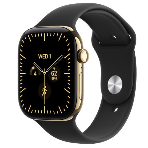 Apple Watch Series 12 GPS + Cellular, 46mm Radiant Gold Titanium Case with Black Sport Band