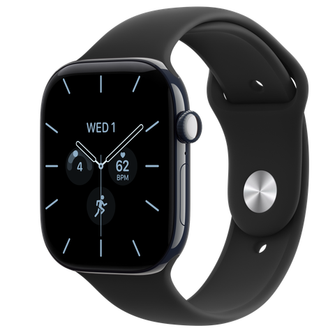 Apple Watch Series 12 GPS + Cellular, 46mm Night Blue Ceramic Case with Black Sport Band