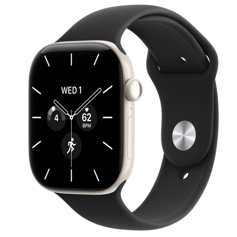 Apple Watch Series 12 GPS + Cellular, 46mm Pearl White Ceramic Case with Black Sport Band