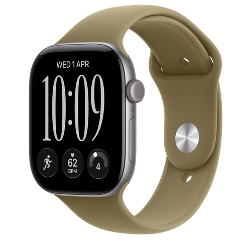 Apple Watch Series 12 GPS, 46mm Space Grey Aluminium Case with Olive Sport Band