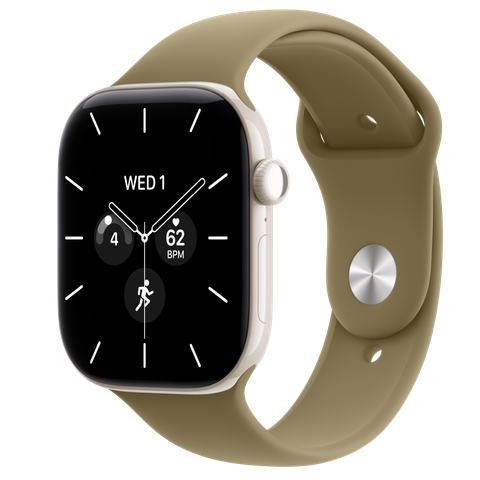 Apple Watch Series 12 GPS + Cellular, 46mm Pearl White Ceramic Case with Olive Sport Band