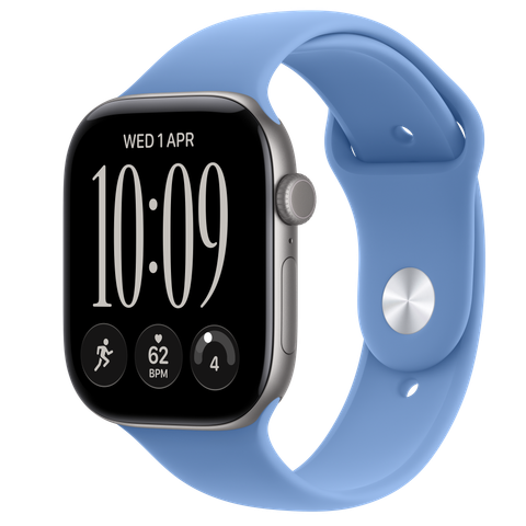 Apple Watch Series 12 GPS, 46mm Space Grey Aluminium Case with Wildflower Blue Sport Band