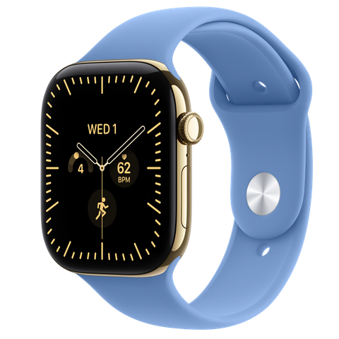 Apple Watch Series 12 GPS + Cellular, 46mm Radiant Gold Titanium Case with Wildflower Blue Sport Band