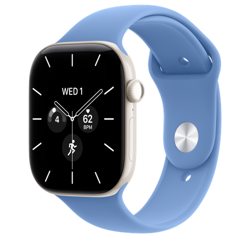 Apple Watch Series 12 GPS + Cellular, 46mm Pearl White Ceramic Case with Wildflower Blue Sport Band