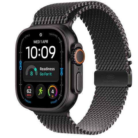 Apple Watch Ultra 4 GPS + Cellular, 49mm Black Titanium Case with Black Titanium Milanese Loop