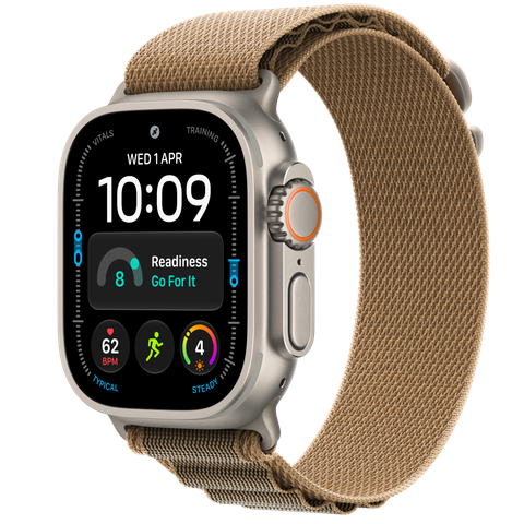 Apple Watch Ultra 4 GPS + Cellular, 49mm Natural Titanium Case with Desert Alpine Loop