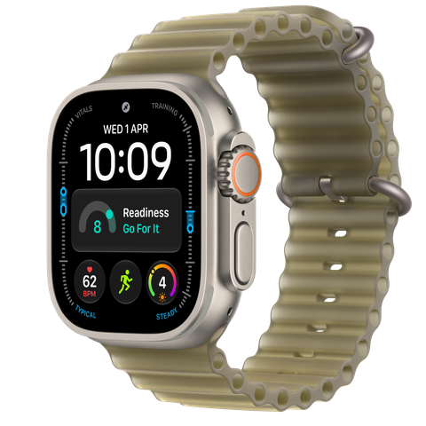 Apple Watch Ultra 4 GPS + Cellular, 49mm Natural Titanium Case with Translucent Kelp Ocean Band