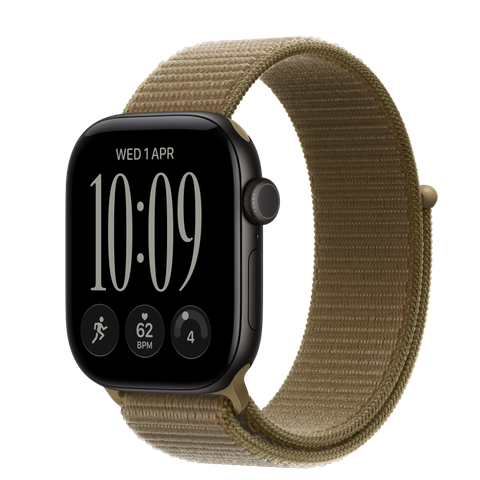 Apple Watch Series 12 GPS, 42mm Black Aluminium Case with Olive Sport Loop
