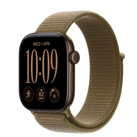 Apple Watch Series 12 GPS + Cellular, 42mm Dark Bronze Aluminium Case with Olive Sport Loop