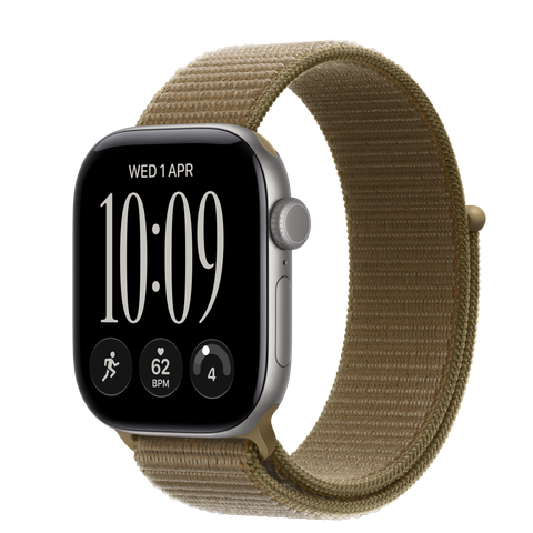 Apple Watch Series 12 GPS + Cellular, 42mm Space Grey Aluminium Case with Olive Sport Loop