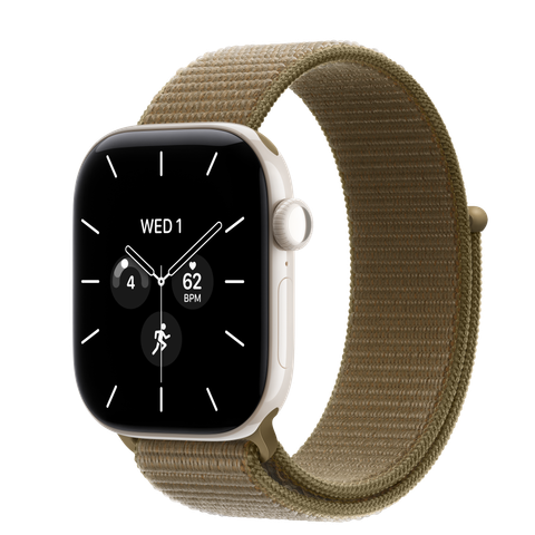 Apple Watch Series 12 GPS + Cellular, 42mm Pearl White Ceramic Case with Olive Sport Loop