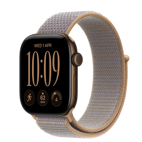 Apple Watch Series 12 GPS, 42mm Dark Bronze Aluminium Case with Chambray Blue Sport Loop