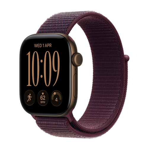 Apple Watch Series 12 GPS, 42mm Dark Bronze Aluminium Case with Burgundy Sport Loop