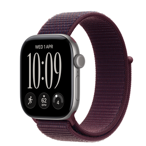 Apple Watch Series 12 GPS, 42mm Space Grey Aluminium Case with Burgundy Sport Loop