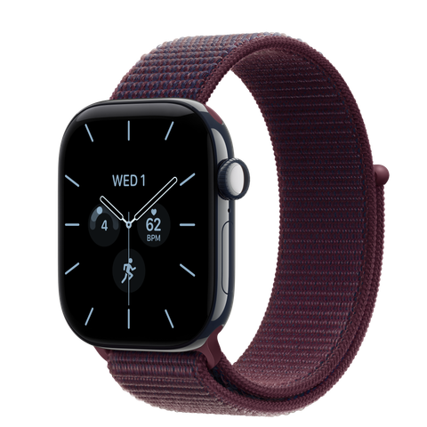 Apple Watch Series 12 GPS + Cellular, 42mm Night Blue Ceramic Case with Burgundy Sport Loop