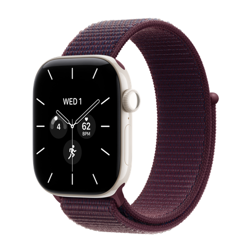 Apple Watch Series 12 GPS + Cellular, 42mm Pearl White Ceramic Case with Burgundy Sport Loop