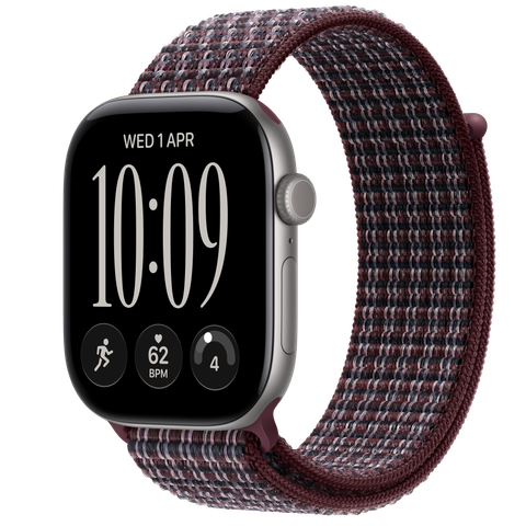 Apple Watch Series 12 GPS + Cellular, 46mm Space Grey Aluminium Case with Burgundy Plaid Sport Loop