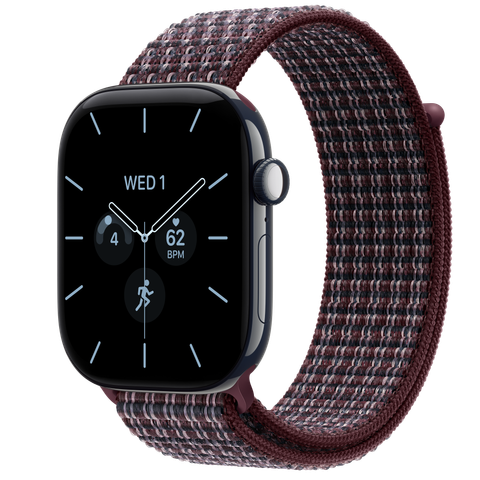 Apple Watch Series 12 GPS + Cellular, 46mm Night Blue Ceramic Case with Burgundy Plaid Sport Loop