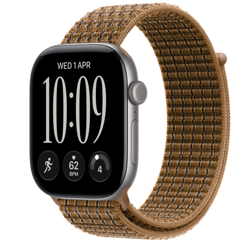 Apple Watch Series 12 GPS, 46mm Space Grey Aluminium Case with Light Umber Plaid Sport Loop