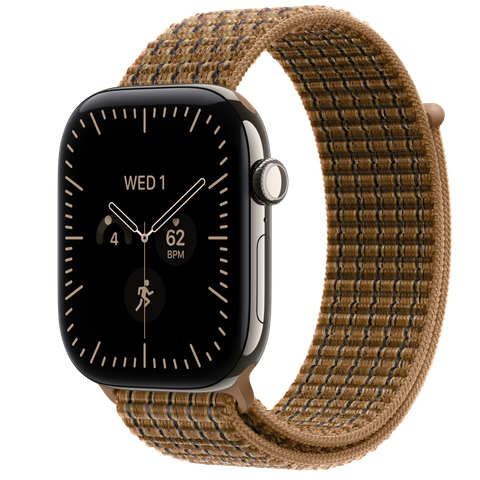 Apple Watch Series 12 GPS + Cellular, 46mm Natural Titanium Case with Light Umber Plaid Sport Loop