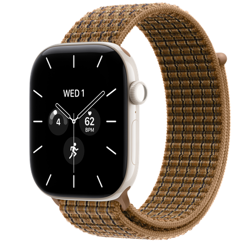 Apple Watch Series 12 GPS + Cellular, 46mm Pearl White Ceramic Case with Light Umber Plaid Sport Loop