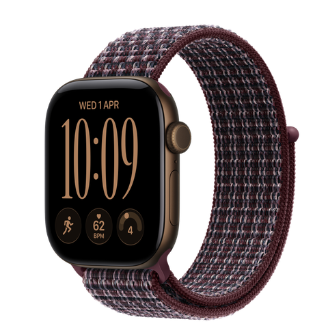 Apple Watch Series 12 GPS, 42mm Dark Bronze Aluminium Case with Burgundy Plaid Sport Loop